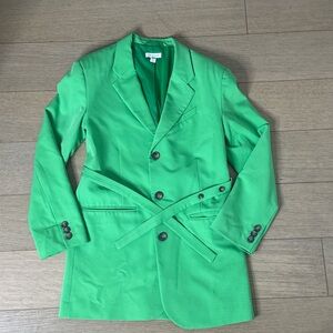 Topshop Bright Green Trench Coat with Self-Tie Belt